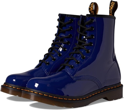 Pre-owned Dr. Martens Women's 1460 W Patent Leather Fashion Boot In Blueprint
