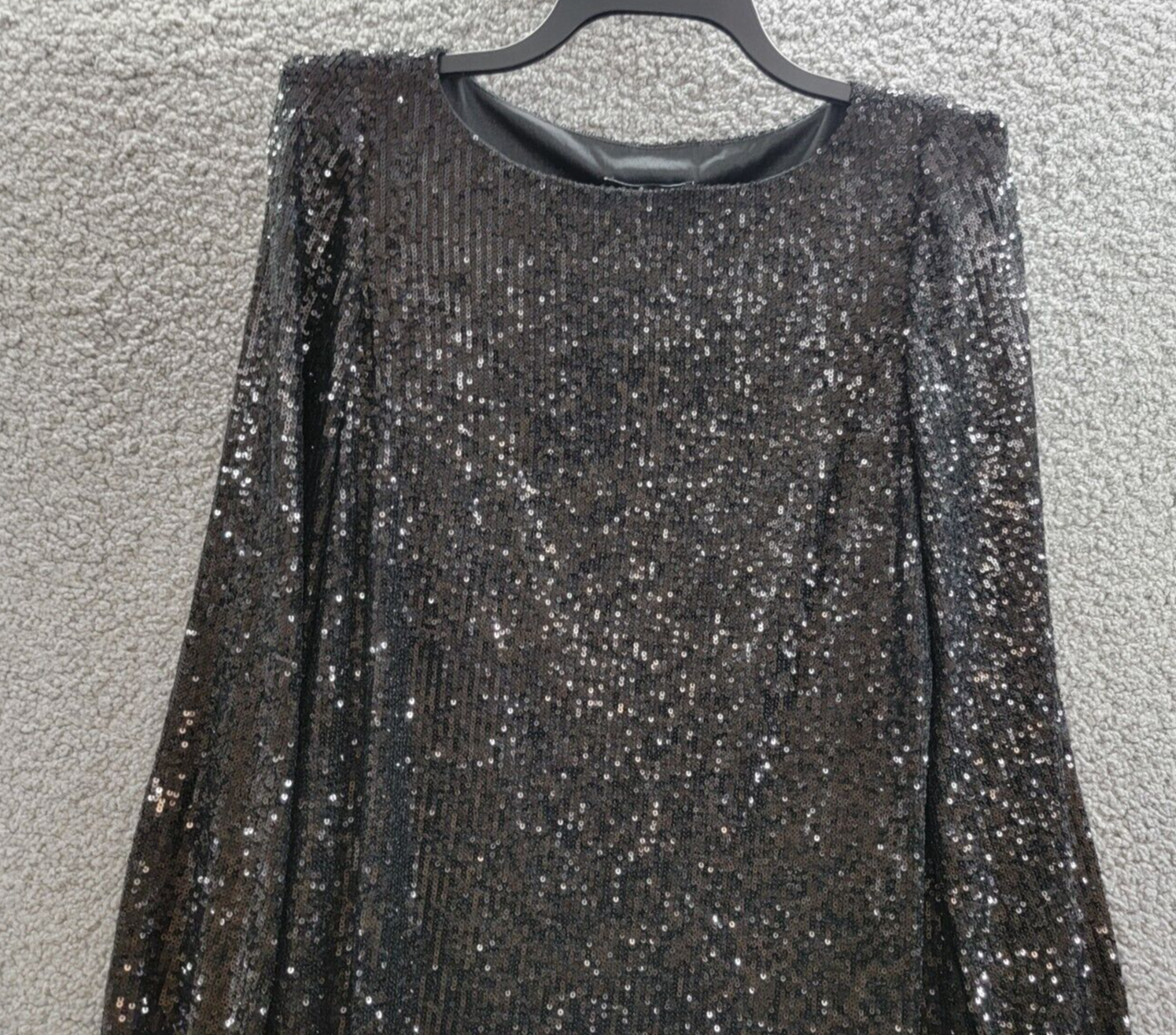 Steve Madden Delorean Sequined Mini Cocktail Dress Women's S Black Pullover - Picture 3 of 16