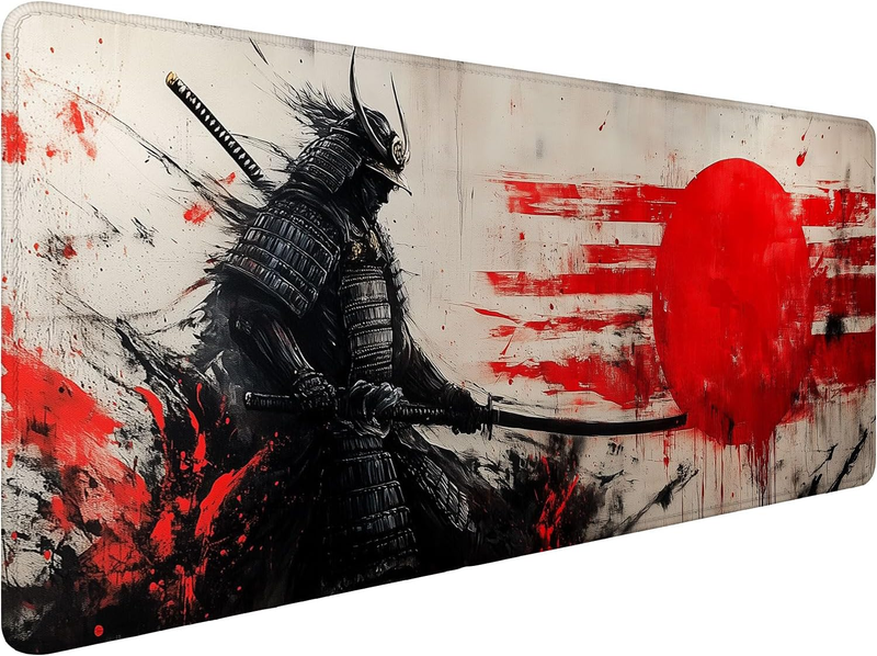 Japanese Samurai Desk Mat Anime Graffiti Large Gaming Mouse Mat with Stitched Ed