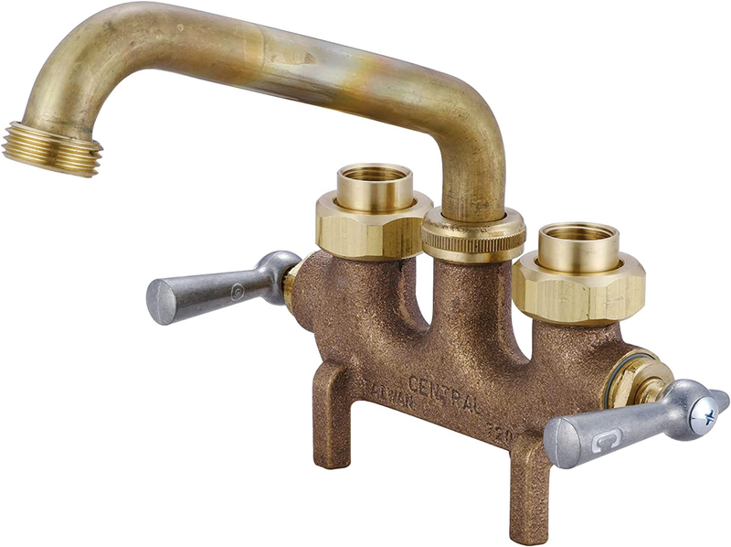Two Handle Laundry Faucet Heavy Duty Rough Brass 6" Reach Tube Swivel Spout, 046