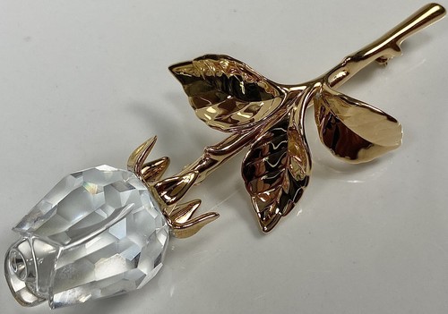 SWAROVSKI GOLD PLATED CRYSTAL MEMORIES COLLECTION 3.25” ROSE