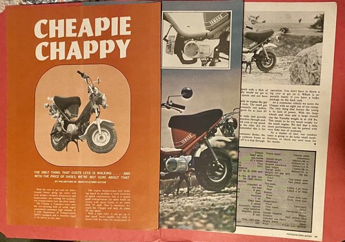 1970's Yamaha Chappy Mini-bike Motorcycle Article 5 Page