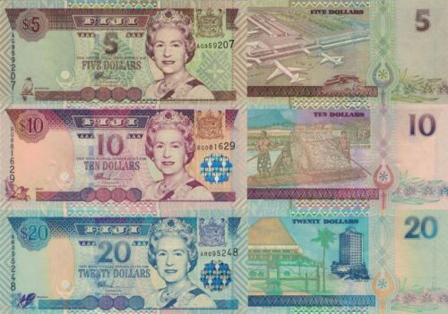 Fiji 3PCS Set: 5, 10, 20 Dollars (ND/2002) - p-105a, p-106, p-107 UNC
