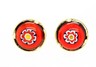 Vintage Flower Enamel & Yellow Gold Plated Stud Earrings Pierced Ears .JPG