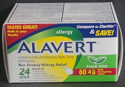 Alavert 24 Hour Allergy Relief Orally Disintegrating Tablets Fresh Mint 60 Count