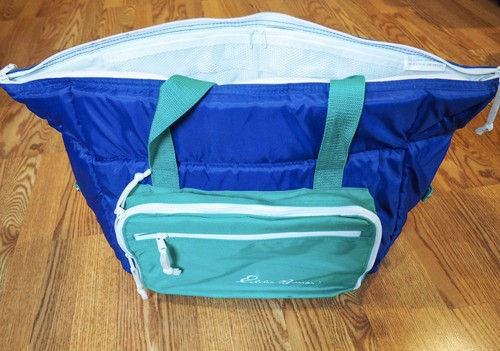 VTG 90s Colorblock EDDIE BAUER Insulated COOLER TOTE BEACH GYM Duffel Bag Blue