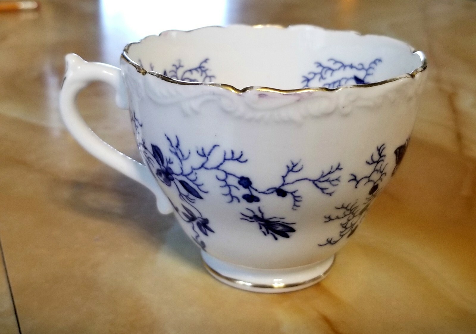 Vintage COALPORT White & Blue Bird Motif Cup and Saucer, 'Cairo'