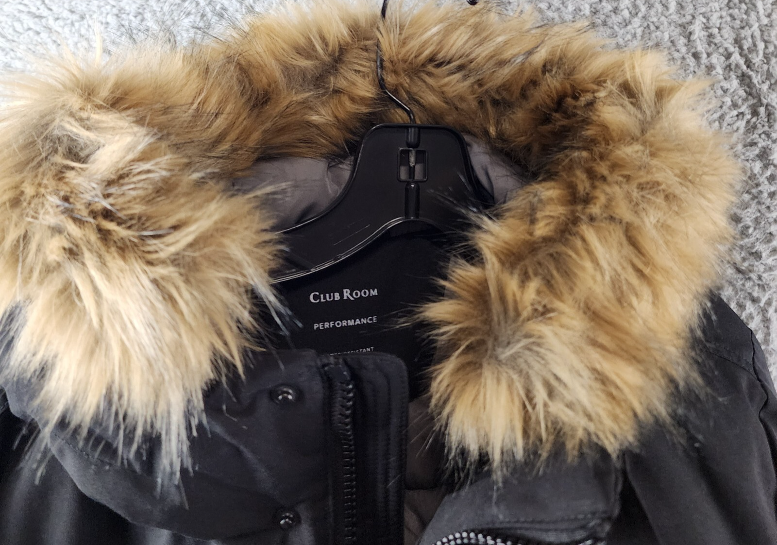 Club Room Parka with a Faux Fur-Hood Jacket Men's M Black Long Sleeve Zip/Snap - Picture 16 of 17