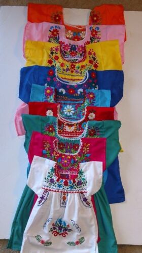 Dress Mexican Girls Embroidered with Multicolored Flowers Dress SZ 6M-4T
