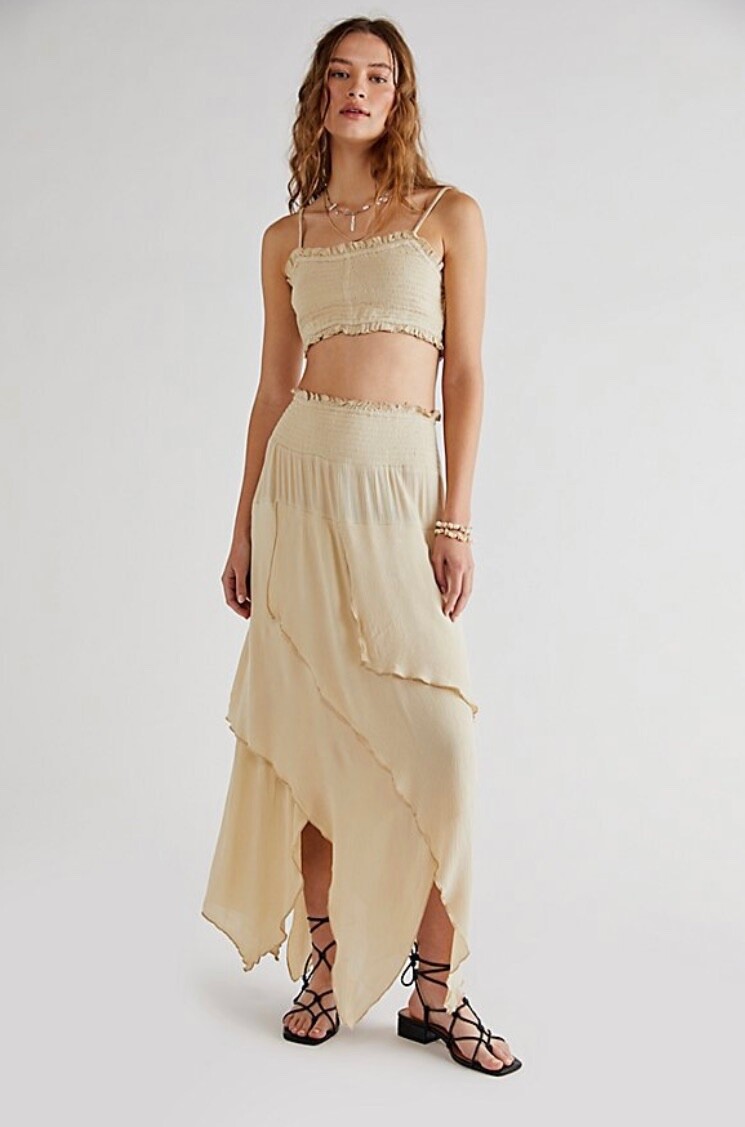 

Free People Endless Summer Primo Perfect Set Макси-юбка Топ Smock Tan  НОВИНКА, Tan nomadic desert