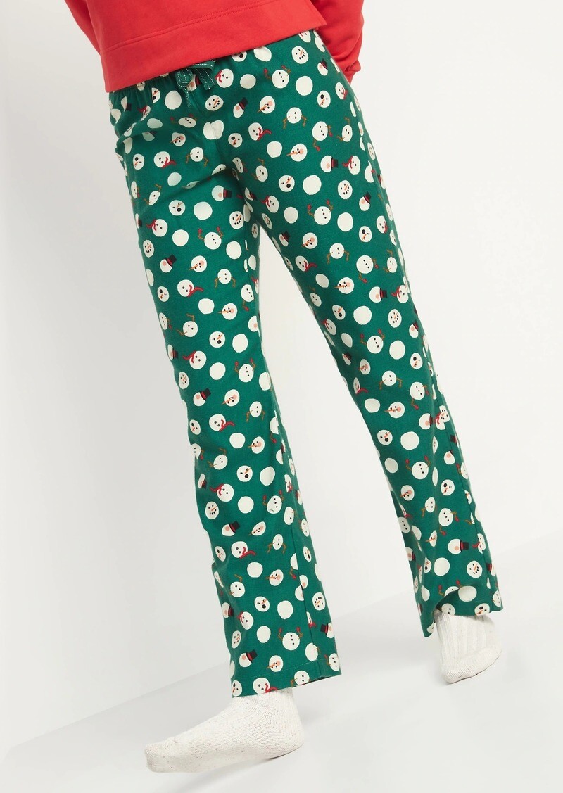 

NWT Old Navy с рисунком фланелевые пижамные штаны зеленый снеговик женские маленькие, Green snowman