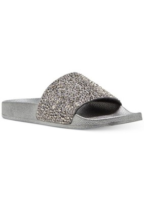 

INC Womens Silver Pool Slides Peymin Toe Platform Slip On Slide Sandals, Серебряный, PEYMIN2