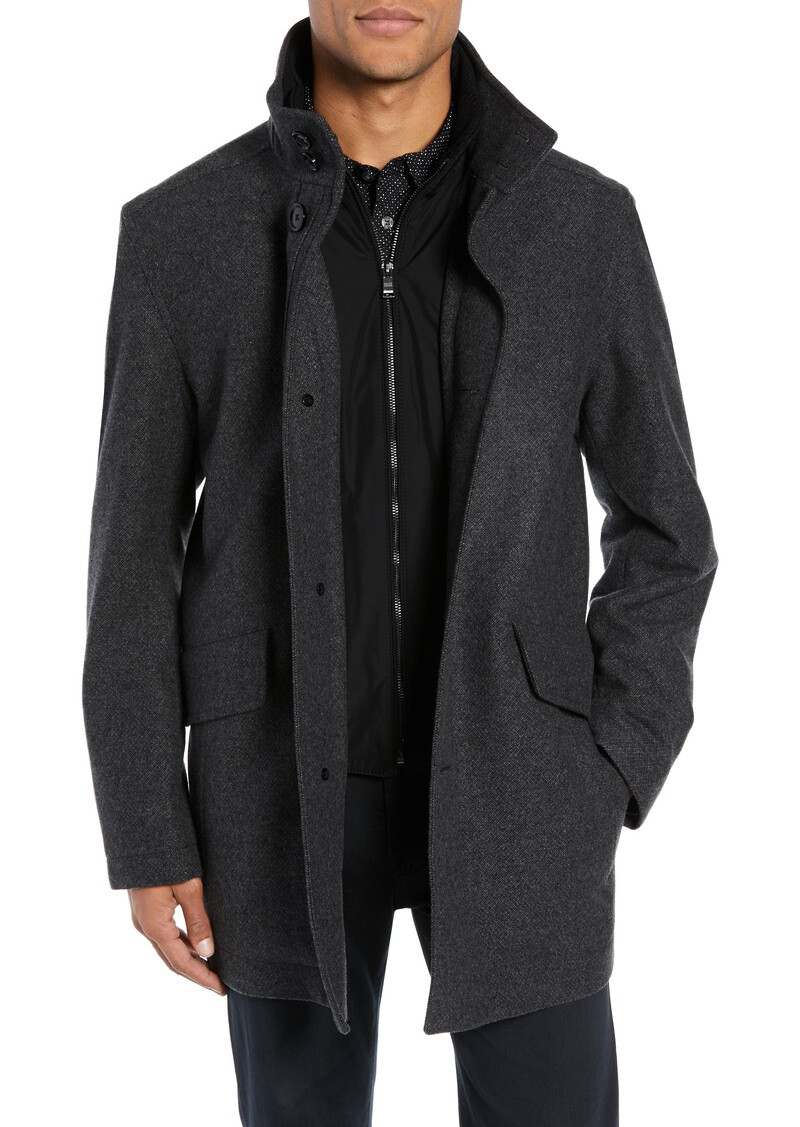 Pre-owned Hugo Boss Men's Charcoal Coxtan 8 Wool Cashmere Regular Fit Car Coat $645 In Gray