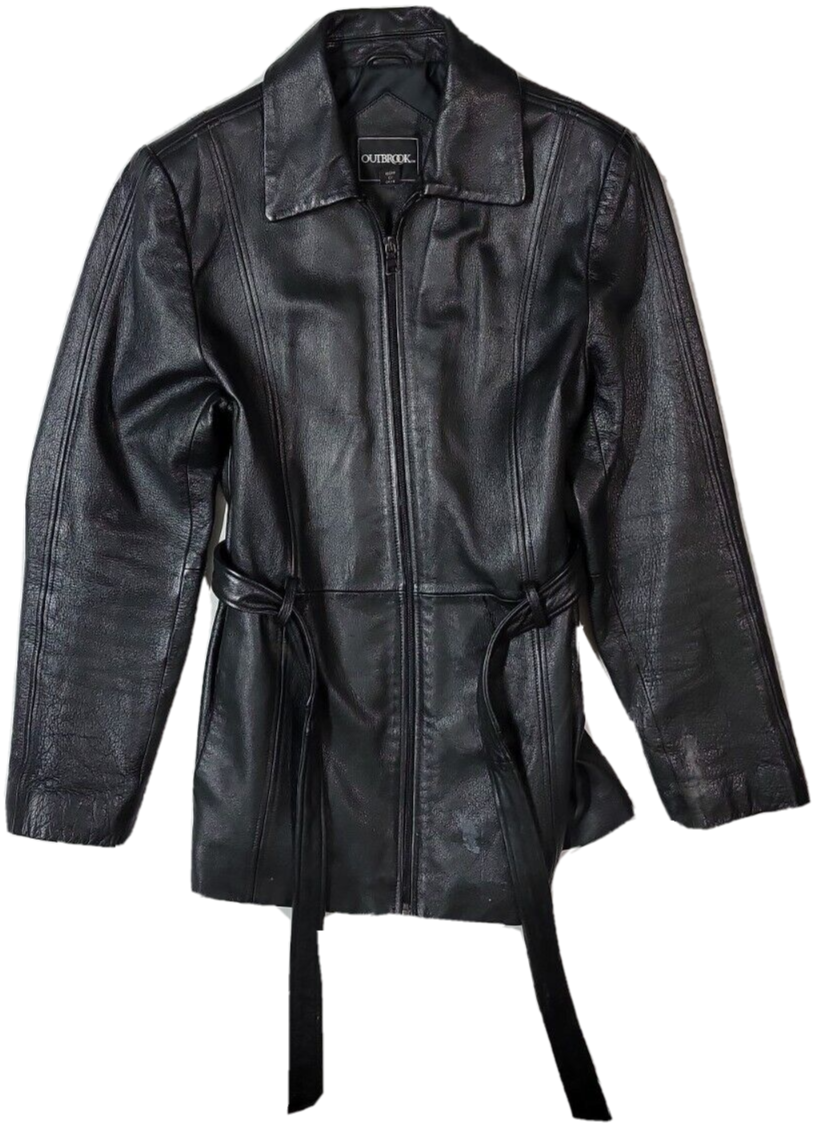 OUTBROOK Women's Size Small Mid-Length Leather Jacket Black OUTBROOK Women's Size Small Mid-Length Leather Jacket Black