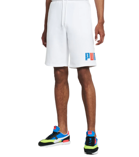 

Мужские шорты Puma White Big Fleece Logo 10, White/blue/coral