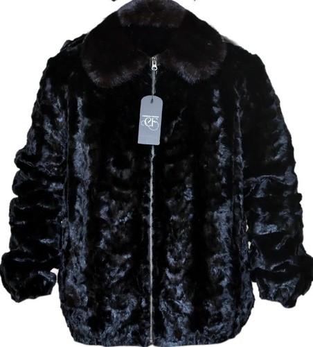 Pre-owned Handmade Man's Real Mink Fur Bomber Jacket Coat All Sizes Black / Brown