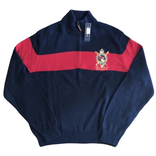 Vintage Polo Ralph Lauren Men's 1/4 Zip Striped Knit Sweater Vintage Polo Ralph Lauren Men's 1/4 Zip Striped Knit Sweater