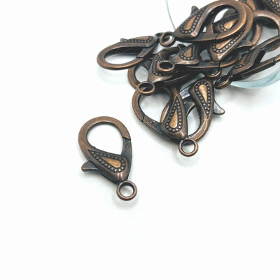4, 20 or 50 BULK pcs Antique Copper Ornate Lobster Clasps - US Seller - AC046