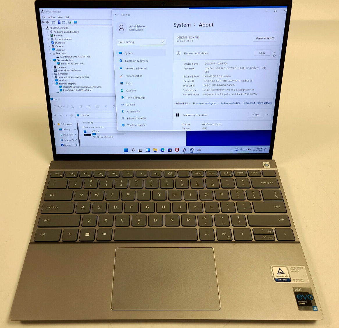Dell Inspiron 13 5310 FHD i5-11320H 2.5GHz 16 GB RAM 512GB W11H NO
