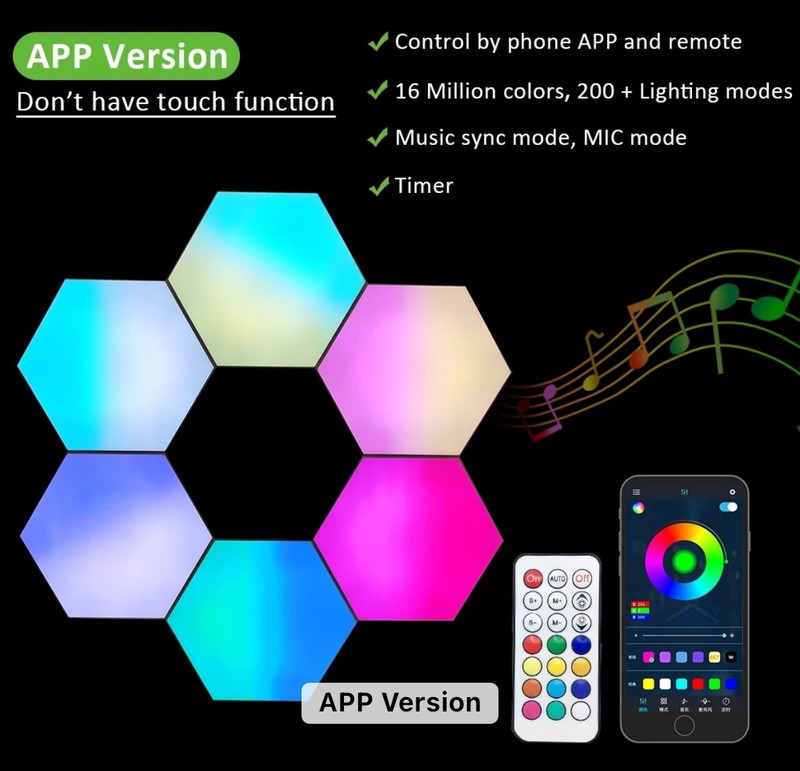 6pcs Honeycomb Quantum Lamp Smart Sensor Diy Geometric Colorful Wall