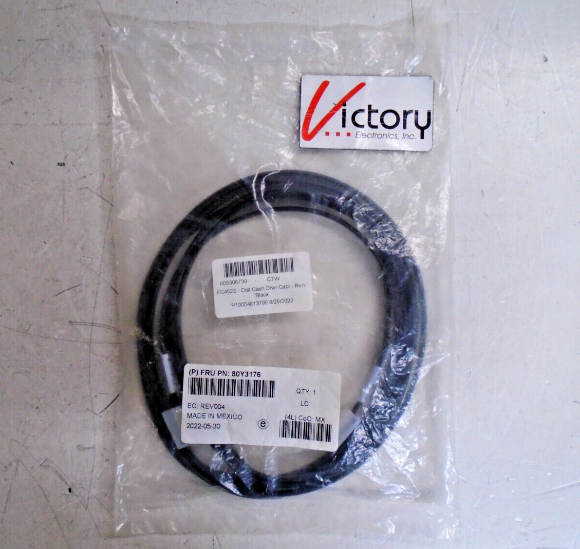 Used Toshiba IBM 80Y3176 Dist Cash Drawer Cable | Raven Black