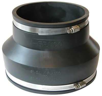 Fernco 1056-86 Flexible Pipe Coupling 8  CI/Plastic/Steel to 6  CI/Plastic/Steel