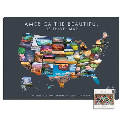 Epic Adventure Maps - USA State Travel Adventure Map Poster - Includes Push P...