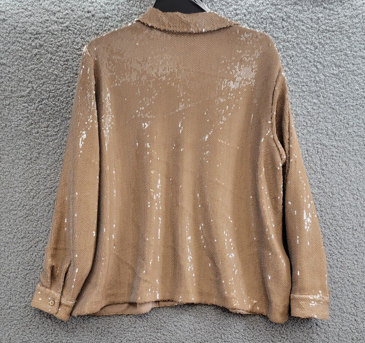 Calvin Klein Plus Size Sequined Split-Collar Top Women's 0X Luggage Long Sleeve - Picture 13 of 20