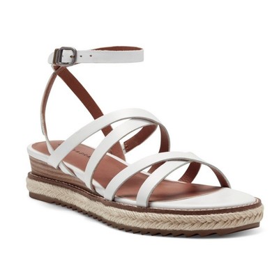 LUCKY BRAND Sandals Womens Size 10 White NEMLLI Leather Strappy Platform Wedges