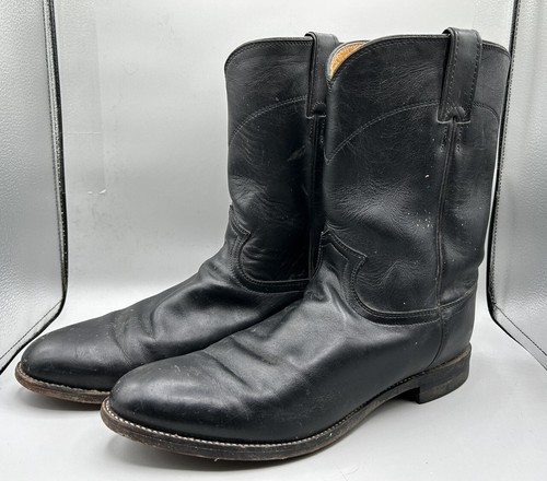 Mens 12 D Black Leather Western Roper Cowboy Jackson Riding 3133