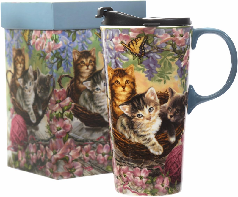Cup With Lid 17oz. Flower And Cat