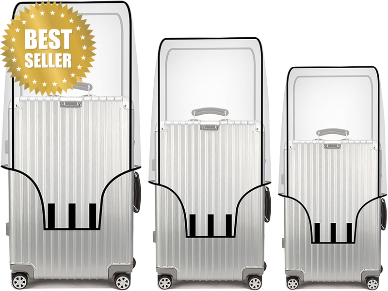 3 Pcs Clear Luggage Cover Protector, 20" 24" 28" PVC Suitcase Covers for Suitcas