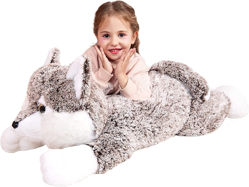 IKASA Large Wolf Stuffed Animal Plush Toy,Giant Cute Jumbo Soft Toys,Huge Big Si
