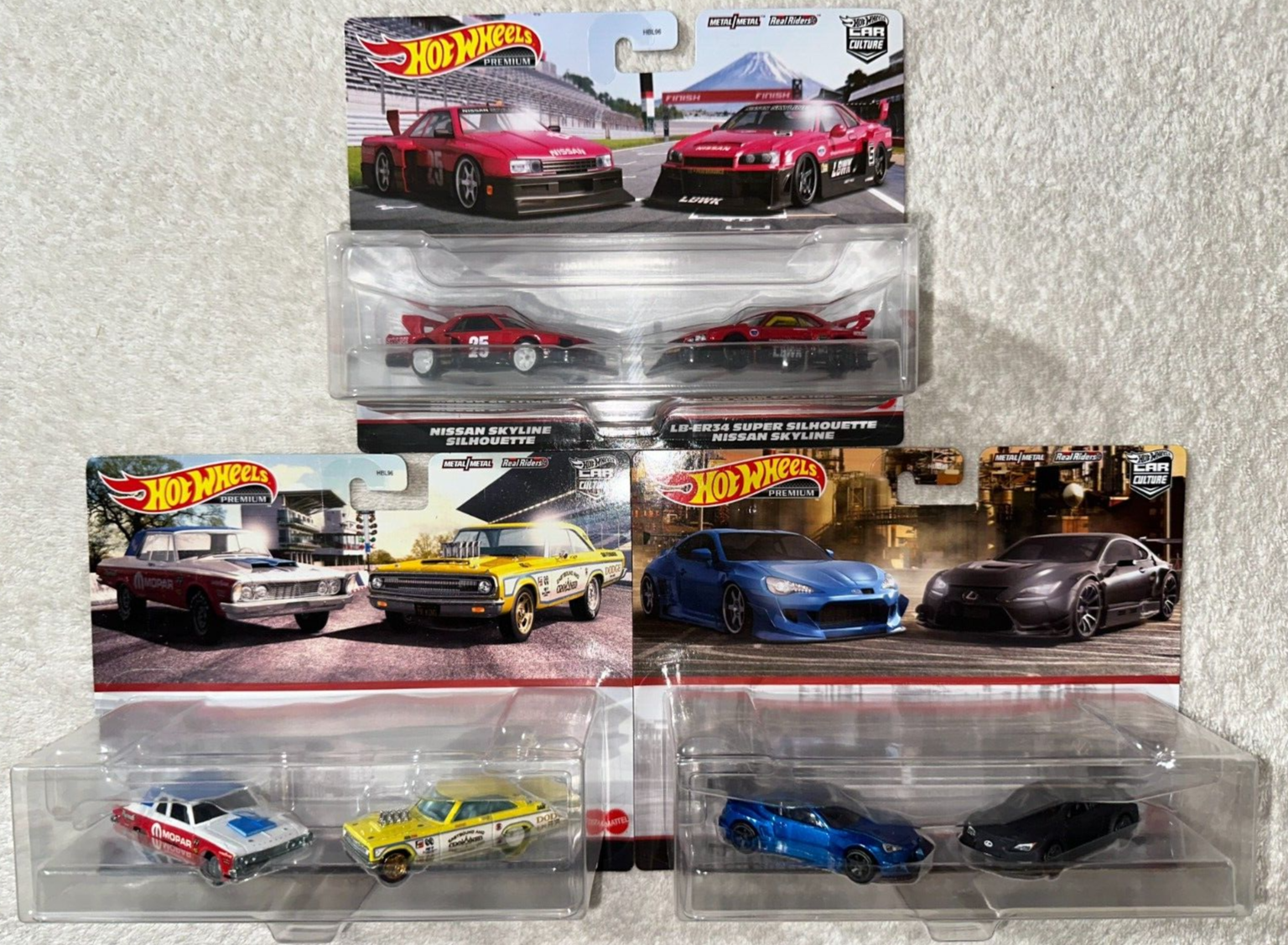 3x HOT WHEELS PREMIUM CAR CULTURE NISSAN SKYLINE / SUBARU