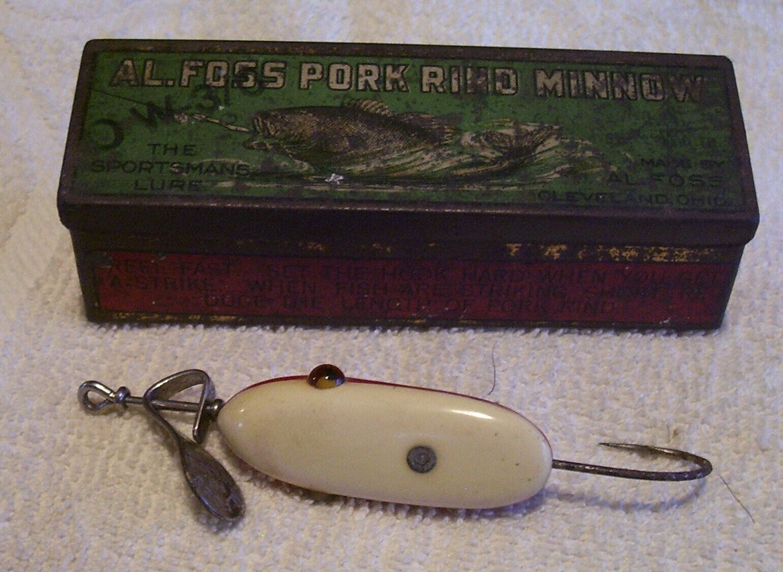 VINTAGE AL FOSS PORK RIND MINNOW #3 LURE 9/26/22 ORIENTAL VINTAGE AL FOSS PORK RIND MINNOW #3 LURE 9/26/22 ORIENTAL