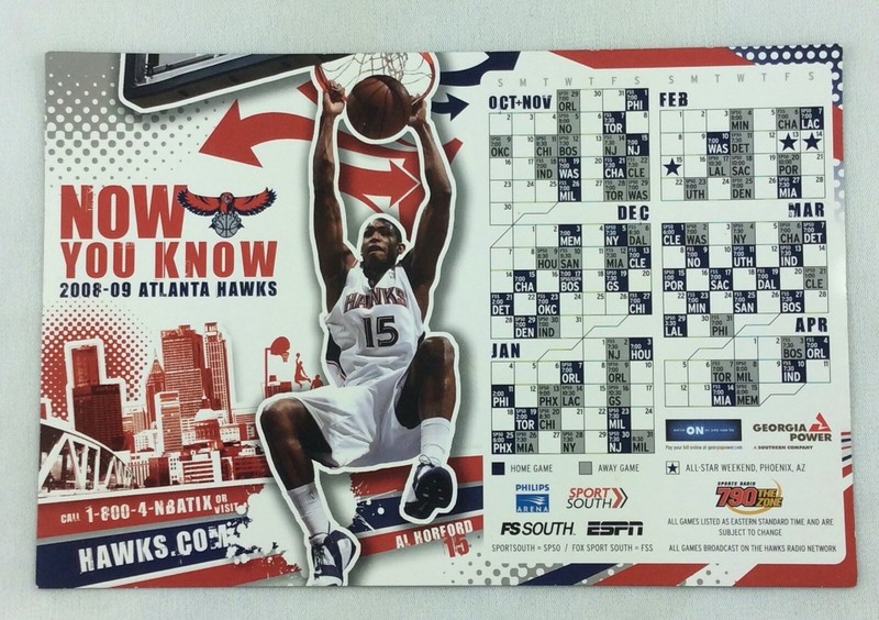 NBA 2008 09 Atlanta Hawks Basketball Magnet Schedule Al Horford EBay