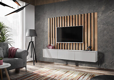Living Room Furniture TV Unit Entertainment set MODERN media lamel slats wall