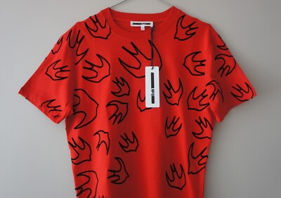 Medium size - MCQ by Alexander McQueen Big Swallows Flock Print Red T-shirt
