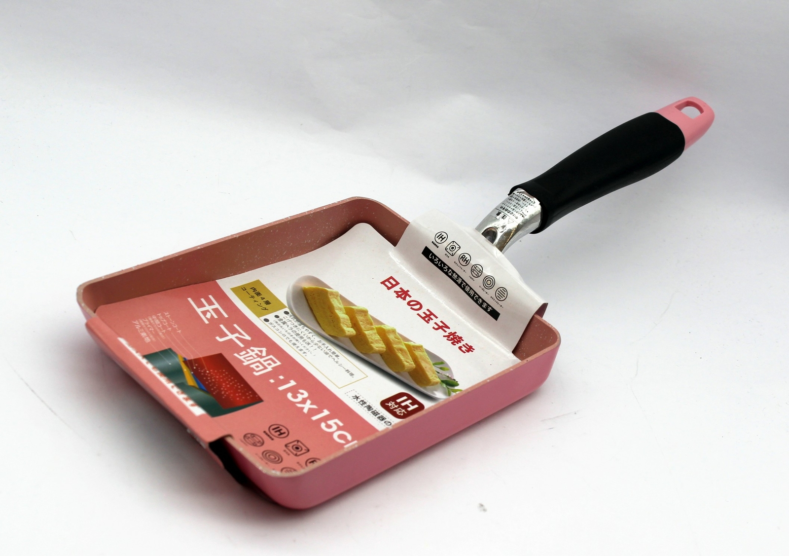 Japanische Omelettpfanne 13x15cm Induktionsgeeignet anti-haft rosa