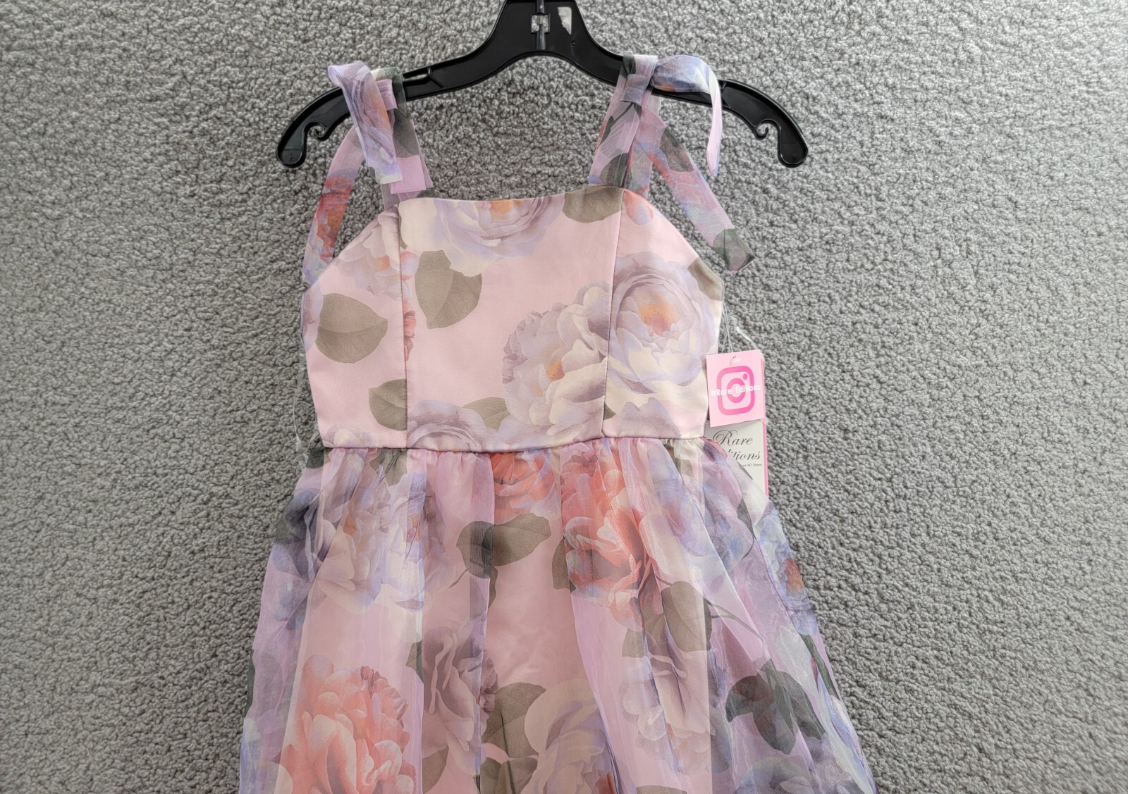 Rare Editions Floral-Print Organza Maxi Dress Big Girls 8 Lavender Zip Closure - Picture 3 of 16