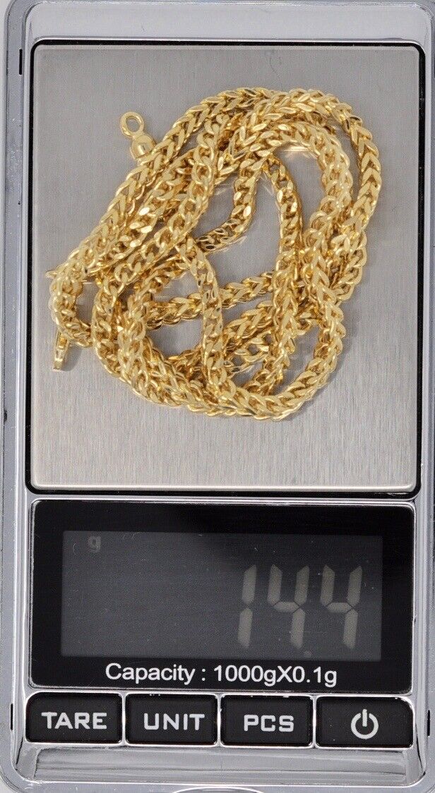 Pre-owned Franco 14k Solid Yellow Gold Hollow  Chain Necklace 26inch 14.4 Gram Lobster Lock