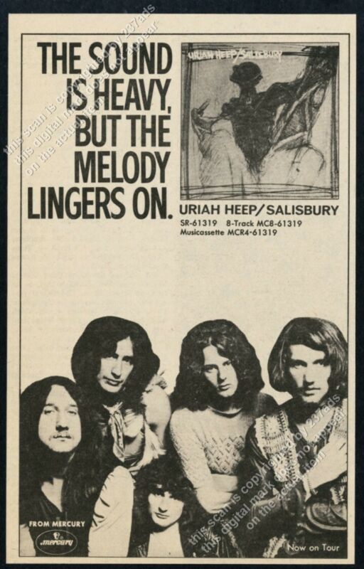 1971 Uriah Heep photo Salisbury record release vintage print ad