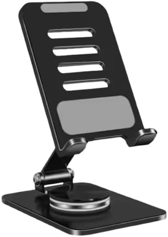 Steel Tablet and Phone Stand for Desktop, Foldable, 360-Degree Rotation, Compati
