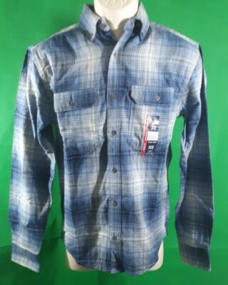 George Men's Longsleeve Flannel Plaid Button Down Shirt 100% Cotton - XS (30-32)