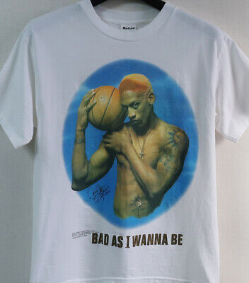 Vintage 90's Dennis Rodman Tee T Shirt M White Murina Made In USA 1996 NBA