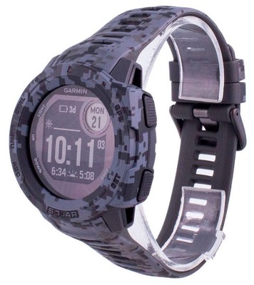 Pre-owned Garmin Instinct Solar Tactical Edition Graphite Camo Silicone Band Sort Watch