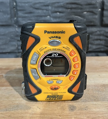 ポータブルプレーヤー Panasonic XBS EXTRA BASS SYSTEM RQ-SW5Z Panasonic Shock Wave XBS AM FM Radio Cassette Player Yellow