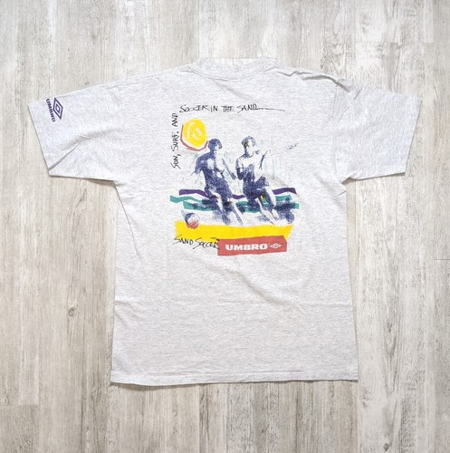 【UMBRO】Beach Club Line Drawing Graphic T-Shirt Vintage 90s Umbro Sand Soccer Double-Sided Men's XL T-Shirt