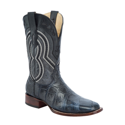 Pre-owned Corral Men's Black And Grey Alligator Square Toe Boot A3084 In Gray