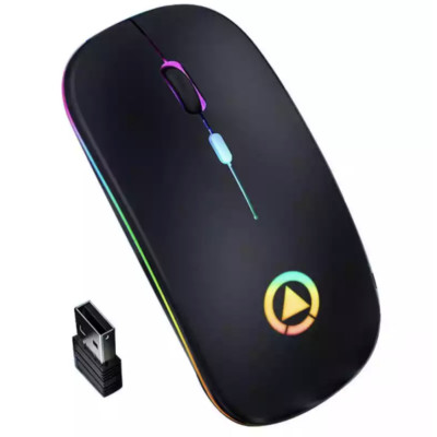 2.4GHz Wireless Optical Mouse USB Rechargeable RGB Cordless Mice For PC Laptop